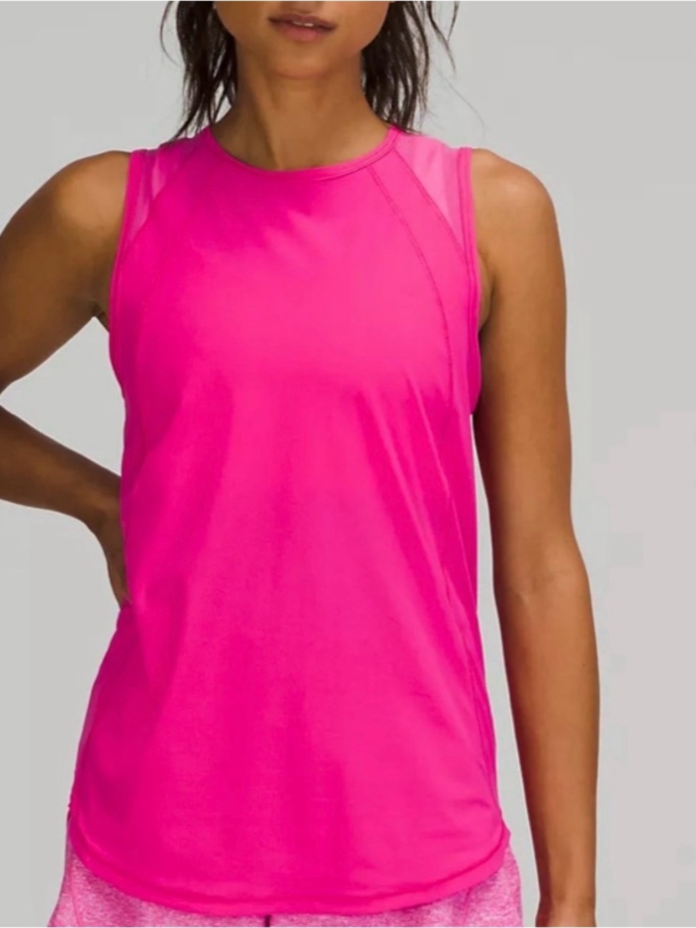 Lululemon Sculpt Tank yoga Pink Racerback Mesh Back Workout Tank XL gym running